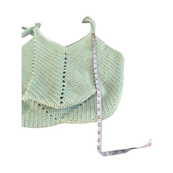 Handmade Turquoise Knit Crochet Double Strap Hobo Slouchy Tote Shoulder Bag - Picture 6 of 7